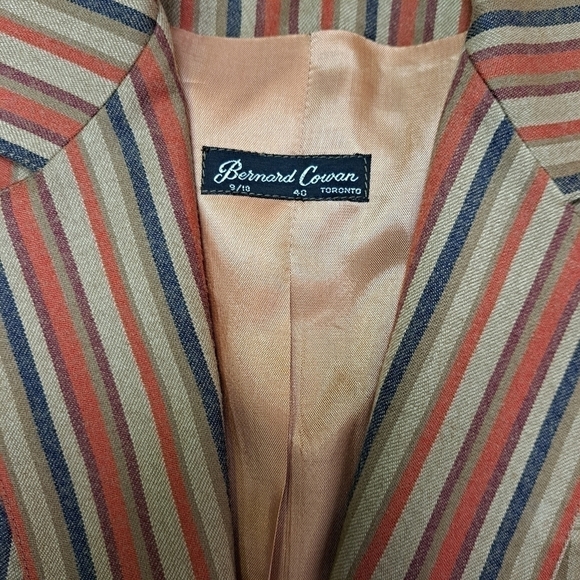 VINTAGE Bernard Cowan pure virgin wool Striped Blazer - Picture 7 of 14